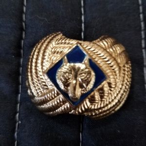Vintage 60s Brass Metal BSA Cub Scouts Wolf Neckerchief Slide Clasp Knot